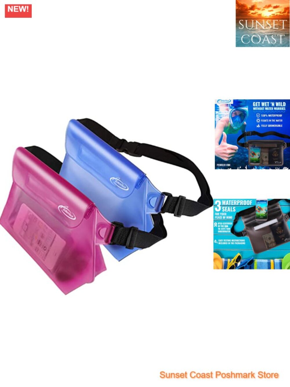 Waterproof Fanny Pack with Triple Zip Lock for Swimming Kayaking Boating Dry